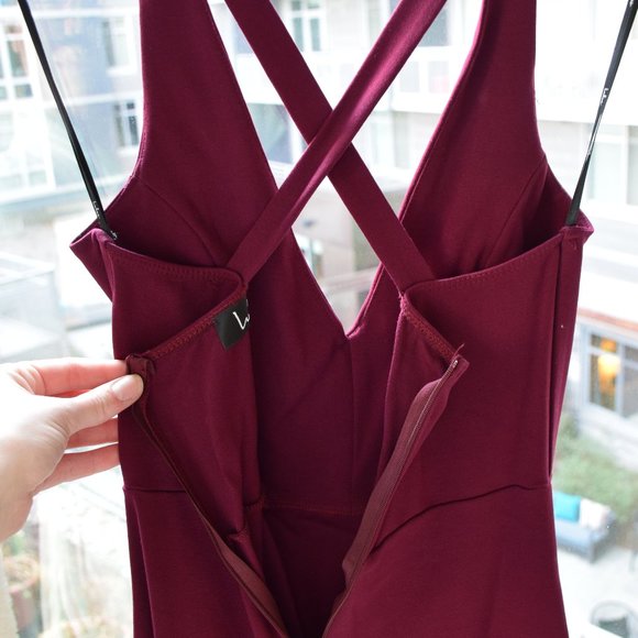 Lulu's Cocktail Dress, Burgundy, LIKE NEW! - Picture 5 of 8